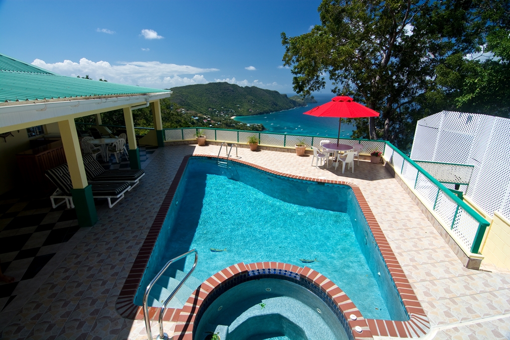 The pool, jacuzzi and pool terrace